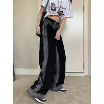 High Street Hottie Jeans Women Summer Baggy Slim Cuffed Design Pants with Wide Leg Straight Pants Chic S juoda