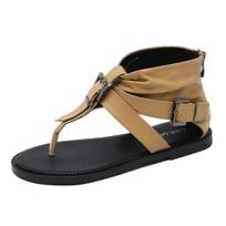 Fashion Sexy Show Sandals for Girls Women Summer Shoes Belt Buckle zipper PU 1CM Flat with Fashion Office Work Summer Women Shoes black 38 juoda