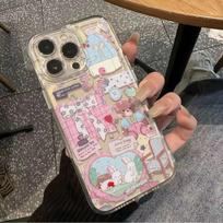 Skaidrus kosminė širdelė grybas triušis telefono dėklas iPhone 16/15/14/13 Pro Max iPhone XS Max