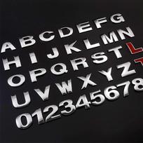 LUMIMAN 3D 3D Formuotas Emblemos Lipdukas Abėcėlės Skaičiai Raidės Taškai Automobilio Metalinis Cinko Lydinio Dekoravimas (C, Sidabrinis) C sidabras
