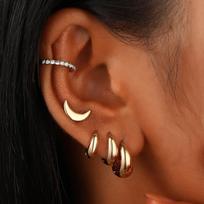 INS Style Fashion Exaggerated Ear Hoops & Cuff Set - Retro Non-Pierced Earrings for Women