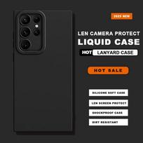 Liquid Silicone Wrist Strap Phone Case For Samsung Galaxy S24 S23 S22 S25 Ultra Plus A54 A53 A52 A55 5G Lanyard Original Cover For Samsung S25