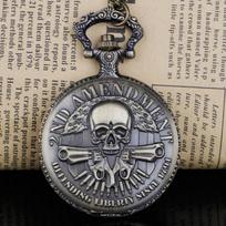 Skull Quartz Pocket Watch Vintage Bronze Necklace With Chain Pocket Fob Watches Steampunk Pendant CF1223 bronza