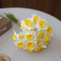 6PCS/Bundle Simulated Fake Daffodils Bouquet White Decor Silk Flower  Garden Decor