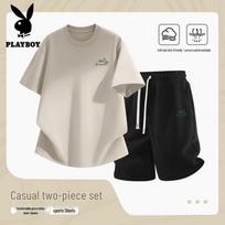 PLAYBOY Men's American Casual Cotton T-shirt & Shorts Sport Suit 2XL
