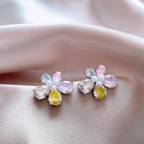 Colorful Crystal Pearl Water Drop Flower Stud Earrings Fashion Luxury Ear Jewelry