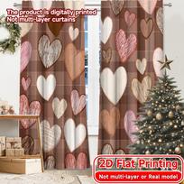 2D Flat Printing,2pcs Hearts Mosaic Print Chic Curtains Prints Light Filtering Curtains Home Decor Use for Bedroom, Living Room, 60×150cm