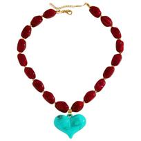 Resin Heart Pendant Necklace Multi-Color Colorful Bead Choker Irregular Exaggerated Statement Jewelry Gift For Birthday raudona