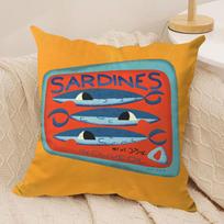 Sardines Art Cushion Cover Short Plush Double-Sided Print Square Throw Pillow Covers Sofa Home Cushion Decor Peach skin 18*18(CM)-1Pcs