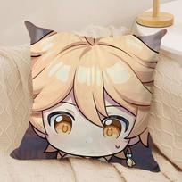Aether Cute Cute Genshin Impact Cushion Cover Silky Short Plush Invisible Zipper Dustproof Sofa Pillow Case For Home Decor Peach skin 18*18(CM)-1Pcs