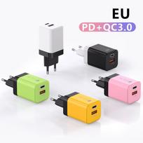 Macaron 20W greitasis įkroviklis USB + PD, skirtas Huawei, Apple, Android 5V/2A įrenginiams USB + PD Charger [12W-2A] EU Plug rožinė