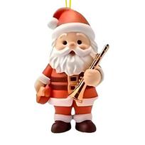 Kalėdų Senelis Kalėdų papuošalas Mielas Kalėdų Senelis groja gitara/saksofonu/trimitu Muzikos instrumentas Akrilinis papuošalas Kalėdų eglutei Namų vakarėlio dekoras 8 beige