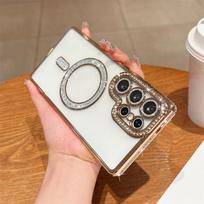 For Samsung A56 A36 A26 A16 A55 A35 A25 A15 A05 Crystal Diamond Clear Case Bling Sparkly Magsafe Magnetic Wireless Charging Case For Galaxy A56 auksas