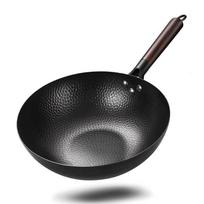 32cm Anglinio Plieno Wokas, Wokai ir Maišymo keptuvės su dangčiu Virtuvės indai Elektrinėms, Indukcinėms ir Dujinėms viryklėms Plokščiadugnis Wokas 32cm