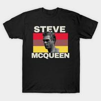 Vyriški juodi marginti marškinėliai Steve Mcqueen No-Cut perdavimo popieriaus spauda Medvilniniai marškinėliai 2XL juoda
