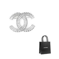 CHANEL CC Classic Double C Fashion and Leisure Alloy Brooch Women's Silver sidabras