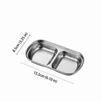 304 Rustless Steel Hot Pot Sauce Dish Thickened Seasoning Plate Divided  Plate  Home Kitchen Two Grid
