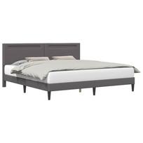 LED Light Strip Bed Frame Gray 180 x 200 cm Faux Leather