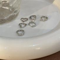 Silver Color Heart Zircon Hoop Earrings Women Sweet Cool Stylish Earring Set