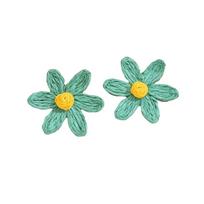 Raffia Sunflower Earrings Ethnic Style Bohemia Weaved Ear Accessories Exaggerated Shape Jewelry Flower Stud Earrings Party žalsvai mėlyna