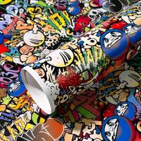 1 ritinėlis JDM Grafiti Dažymo Automobilių Plėvelės Automobilio Kėbului Gaubtui Galinio Vaizdo Veidrodėliui Motociklui Dviračiui Riedlentei Vandeniui Atsparus Vinilo Apvyniojimas 30x150cm