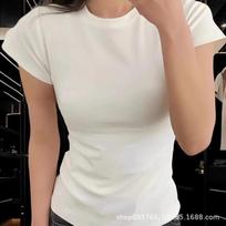 White gym clothes women's summer thin slim-fit short-sleeved Pilates training clothes T-shirt running yoga sports top S