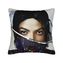 Michael Jackson Pillowcase Double-Sided Printing Polyester Cushion Cover Decor Throw Pillow Case Cover Home Zipper 45X45Cm Peach skin 18*18(CM)-1Pcs