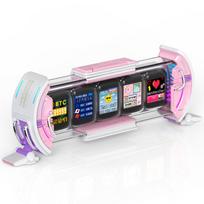 Divoom Times Gate Desk Stylish Digital Pixel Art App 5 Customizable RGB Game Room DIY Desk Pink Clock, Design, Controlled, Screens, Wi-Fi rožinė