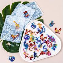 Animal Shape UV Resin Molds 3pcs - Resin Earring Molds with Holes, Cat Dog Bear Silicone Molds for Keychain, Necklace Pendants & DIY Craft Gift Handmade resin mold