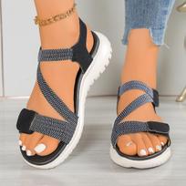 Elastic cool strap women's shoes light sports wind comfortable rubber band Velcro cool slippers 35