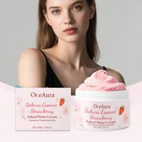 OceAura Cherry Strawberry Body Scrub Gentle Cleansing Skin Nourishing Moisturizing Exfoliating Scrub 100g black