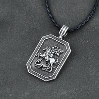 St George Protection Necklace Talisman Jewelry Shield Sword Saint Prayer Religious Charm for Safety and Blessing With Gift Bag