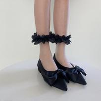 Summer Transparent Women Socks Ruffles Edge Ultra Thin Women Nylon Socks Female Short Ankle Elastic Crystal Spring Silk Socks EUR 34-39