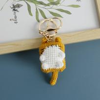 Crochet Exposing Belly Cat Keychain Hand-woven Calico Cat Cute Cat Keyring Jewelry Gift Exquisite Cute Animal Pendant Couple