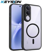 KEYSION Skaidrus magnetinis telefono dėklas skirtas VIVO V70 FE 5G Minkštas silikonas+PC HD skaidrus smūgiams atsparus galinis dangtelis skirtas VIVO V70 FE for VIVO V70 FE juoda