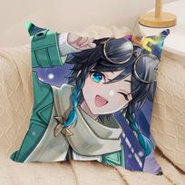 Venti Cute Genshin Impact Cushion Cover Silky Short Plush Invisible Zipper Dustproof Sofa Pillow Case For Home Decor Peach skin 18*18(CM)-1Pcs