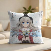 C-Charlotte Sexy Cute Anime Cushion Cover Silky Short Plush Invisible Zipper Dustproof Sofa Pillow Case For Home Decor Peach skin 18*18(CM)-1Pcs