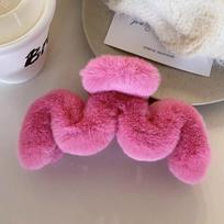 Grab Clip Plush Hair Claw M-shaped Large Shark Clip Personalized Hair Clip  Female chaki