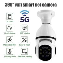 5G WIFI stebėjimas 360° pasukimas automatinio sekimo panoraminė kamera belaidė E27 PTZ kamera CCTV IR naktinio matymo judesio aptikimo dvipusis garsas balta