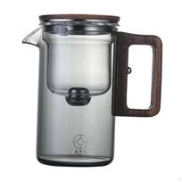 Stiklinis arbatinukas su nuimamu sieteliu, nešiojamas, išardomas, karščiui atsparus arbatinukas žydintis 530ml Grey