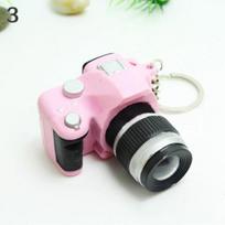 Mielas mini skaitmeninis vieno objektyvo DSLR fotoaparato stiliaus LED blykstės raktų pakabukas rožinė