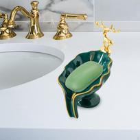 Shape Self Draining Soap Dish Holder, Easy Clean, Box žalia