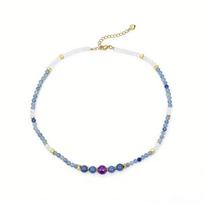 Arvaleff Luxury Blue Dongling & Amethyst Jade Beaded Necklace auksas