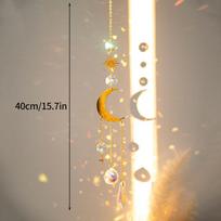 Crystal Wind Chimes Hanging Suncatcher Moon Catcher Pendants Sun-Shaped Hanging Rainbow Chaser Indoor Wall Garden Decoration