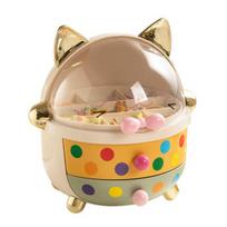 Cute Cat Shaped Storage Box with Transparent Dust-Proof Cover Large Capacity Jewelry Hair Accessories Cosmetics Organizer with Drawer for Bedroom įvairiaspalvis