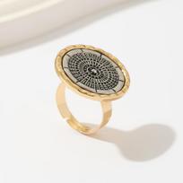 Personality Retro Liquid Metal Moon Contrast Color Geometric Compass Flower Adjustable Opening Rings for Women Finger Jewelry resizable