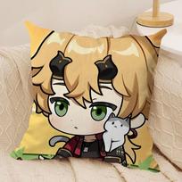 Thoma Cute Genshin Impact Cushion Cover Silky Short Plush Invisible Zipper Dustproof Sofa Pillow Case For Home Decor Peach skin 18*18(CM)-1Pcs