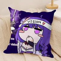 Kujo Sara Cute Genshin Impact Cushion Cover Silky Short Plush Invisible Zipper Dustproof Sofa Pillow Case For Home Decor Peach skin 18*18(CM)-1Pcs