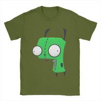 Gir Invader Zim Men T Shirts Novelty Tees Short Sleeve Round Collar T-Shirts Cotton Plus Size Clothing S armijos žalia spalva