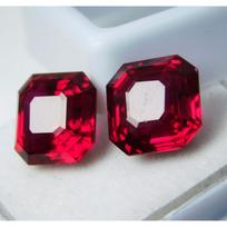 13.52 Ct NATURAL Red RUBY Gemstone Pair Square Shape CERTIFIED 10.1 mm approx raudona